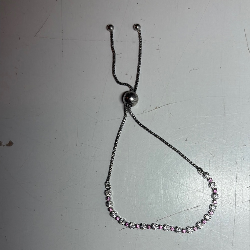 Elegant Silver and Pink Bracelet